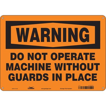 Condor Safety Sign, 10 in Height, 14 in Width, Polyethylene, Horizontal Rectangle, English, 478V97 478V97