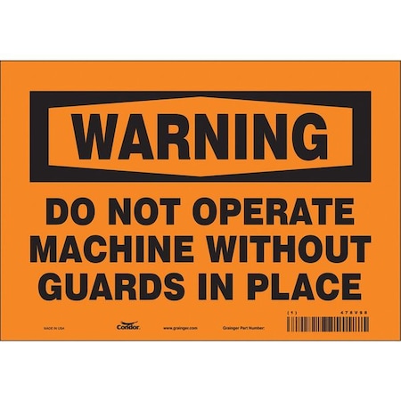 Condor Safety Sign, 7 in Height, 10 in Width, Vinyl, Vertical Rectangle, English, 478V98 478V98