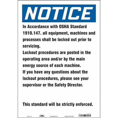 Condor Safety Sign, 20 in Height, 14 in Width, Vinyl, Vertical Rectangle, English 478V12