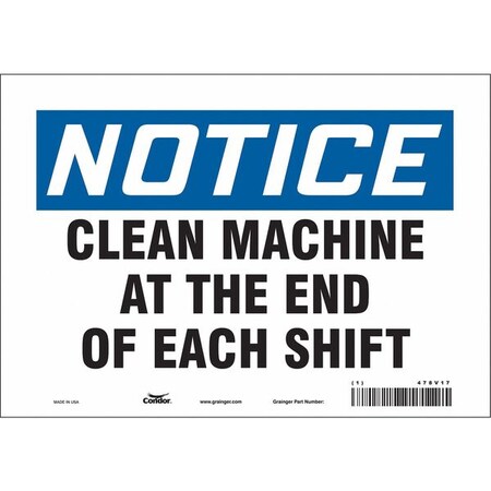 Condor Safety Sign, 7 in Height, 10 in Width, Vinyl, Vertical Rectangle, English, 478V17 478V17