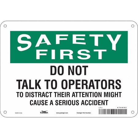 Condor Safety Sign, 7 in Height, 10 in Width, Aluminum, Vertical Rectangle, English, 478V62 478V62