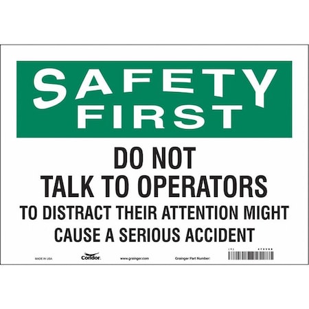 Condor Safety Sign, 10 in Height, 14 in Width, Vinyl, Horizontal Rectangle, English, 478V68 478V68