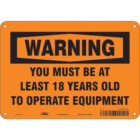 Condor Safety Sign, 7 in Height, 10 in Width, Aluminum, Vertical Rectangle, English, 478W96 478W96