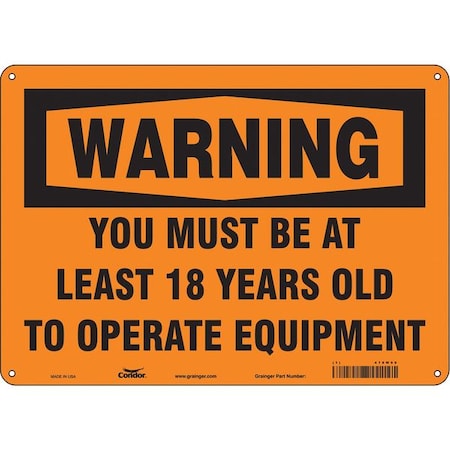 Condor Safety Sign, 10 in Height, 14 in Width, Polyethylene, Horizontal Rectangle, English, 478W99 478W99