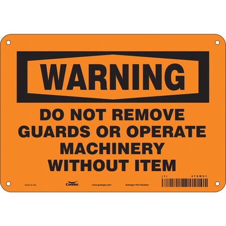 Condor Safety Sign, 7 in Height, 10 in Width, Aluminum, Vertical Rectangle, English, 478W01 478W01