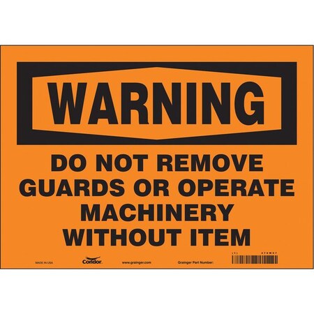 Condor Safety Sign, 10 in Height, 14 in Width, Vinyl, Horizontal Rectangle, English, 478W07 478W07