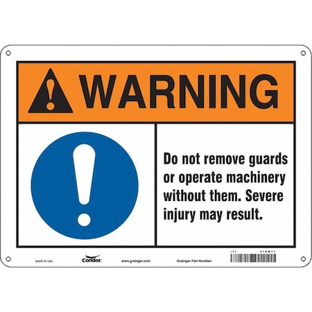 Condor Safety Sign, 10 in Height, 14 in Width, Polyethylene, Horizontal Rectangle, English, 478W11 478W11