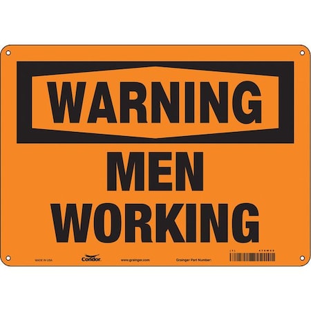 Condor Warning, MEN WORKING, 14 in W x 10 in H, Horizontal Rectangle, Aluminum, 478W59 478W59