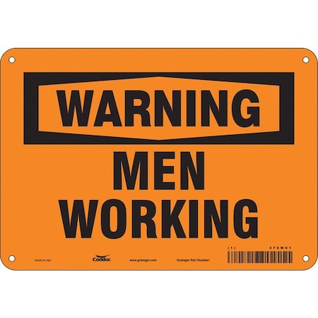 Condor Warning, MEN WORKING, 10 in W x 7 in H, Vertical Rectangle, Polyethylene, 478W61 478W61