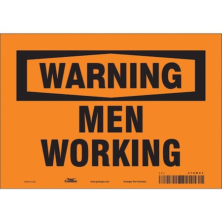 Condor Warning, MEN WORKING, 10 in W x 7 in H, Vertical Rectangle, Vinyl, 478W63 478W63