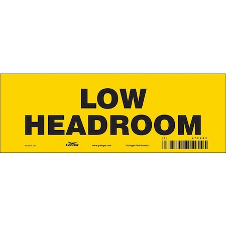 Condor LOW HEADROOM, 10 in W x 3 1/2 in H, Vertical Rectangle, Vinyl, 478X82 478X82