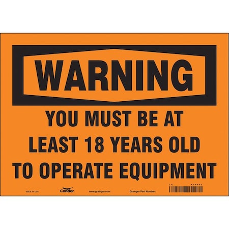 Condor Safety Sign, 10 in Height, 14 in Width, Vinyl, Horizontal Rectangle, English, 478X02 478X02