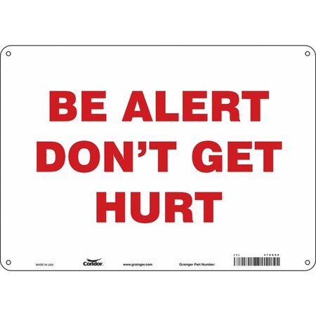 Condor BE ALERT DON'T GET HURT, 14 in W x 10 in H, Horizontal Rectangle, Polyethylene, 478X09 478X09