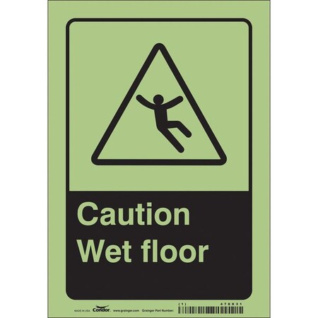 Condor Safety Sign, 10 in H, 7 in W, Glow Vinyl, Horizontal Rectangle, English, 478X31 478X31