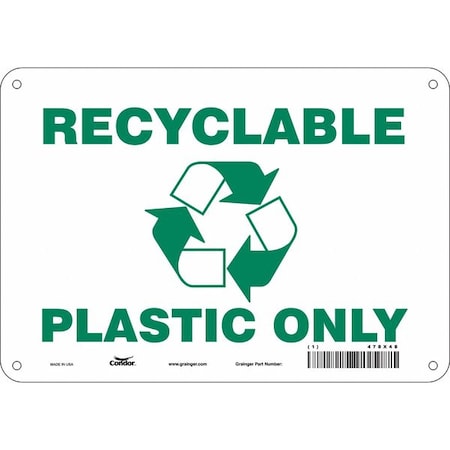 Condor RECYCLABLE PLASTIC ONLY, 10 in W x 7 in H, Vertical Rectangle, Polyethylene, 478X48 478X48