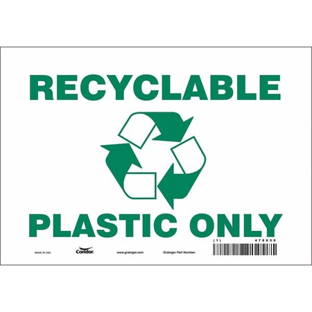 Condor RECYCLABLE PLASTIC ONLY, 10 in W x 7 in H, Vertical Rectangle, Vinyl, 478X50 478X50