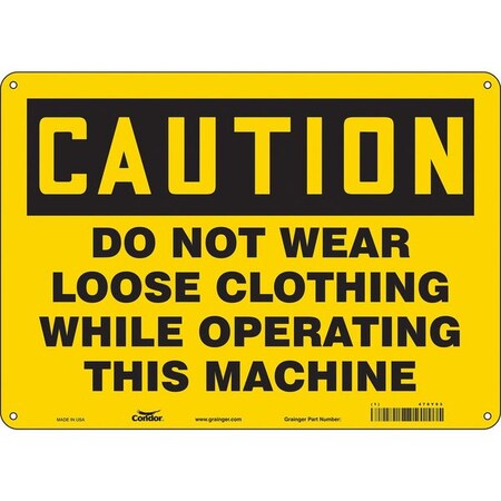 Condor Safety Sign, 10 in Height, 14 in Width, Polyethylene, Horizontal Rectangle, English, 478Y93 478Y93