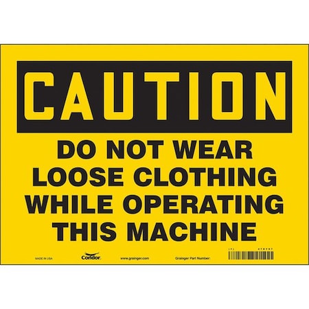 Condor Safety Sign, 10 in Height, 14 in Width, Vinyl, Horizontal Rectangle, English, 478Y97 478Y97