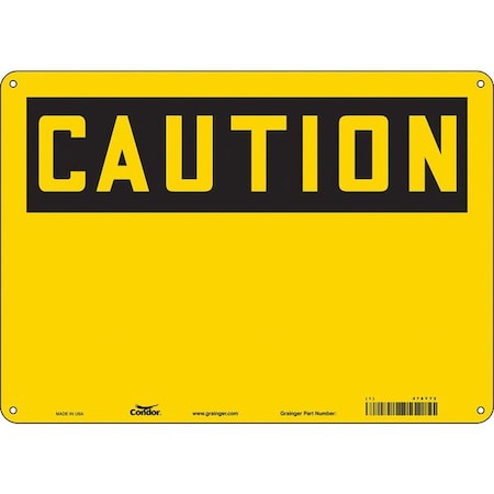 Condor Caution Sign, 14" W, 10" H, English, Plastic, Yellow 478Y72
