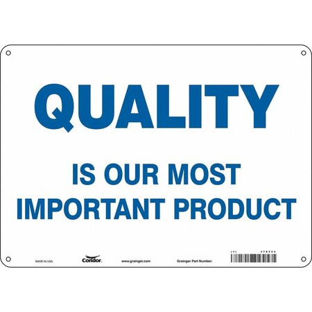 Condor QUALITY IS OUR MOST IMPORTANT PRODUCT, 14 in W x 10 in H, Horizontal Rectangle, Vinyl, 478Y04 478Y04