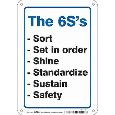 Condor THE 6S'S -SORT -SET IN ORDER -SHINE -STANDARDIZE -SUSTAIN -SAFETY, 7 x 10, Polyethylene, 478Y29 478Y29