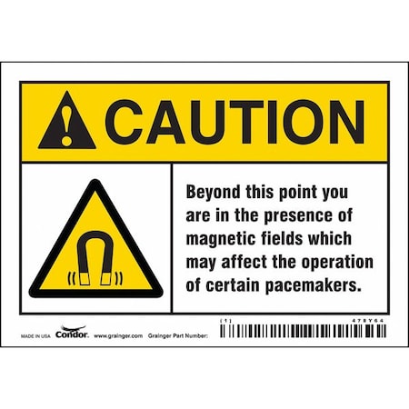 Condor Safety Sign, 3 1/2 in Height, 5 in Width, Vinyl, Horizontal Rectangle, English, 478Y64 478Y64