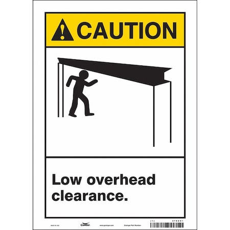 Condor Caution, LOW OVERHEAD CLEARANCE., 10 in W x 14 in H, Vertical Rectangle, Vinyl, 478Z81 478Z81