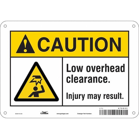 Condor Caution, LOW OVERHEAD CLEARANCE. INJURY MAY RESULT, 10 in W x 7 in H, Vertical Rectangle, 478Z85 478Z85