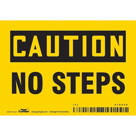 Condor Caution, NO STEPS, 5 in W x 3 1/2 in H, Horizontal Rectangle, Vinyl, 478Z96 478Z96