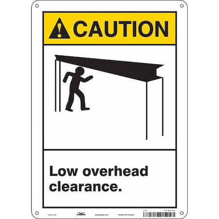 Condor Caution, LOW OVERHEAD CLEARANCE., 10 in W x 14 in H, Vertical Rectangle, Polyethylene, 478Z79 478Z79