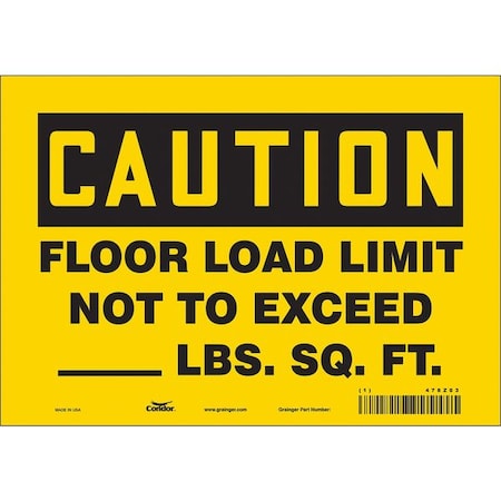 Condor Caution, FLOOR LOAD LIMIT NOT TO EXCEED., 10 in W x 7 in H, Vinyl, Rectangle, 478Z03 478Z03