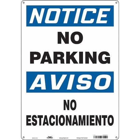 Condor No Parking Sign, 14" W, 20" H, English, Spanish, Aluminum, White 478C97