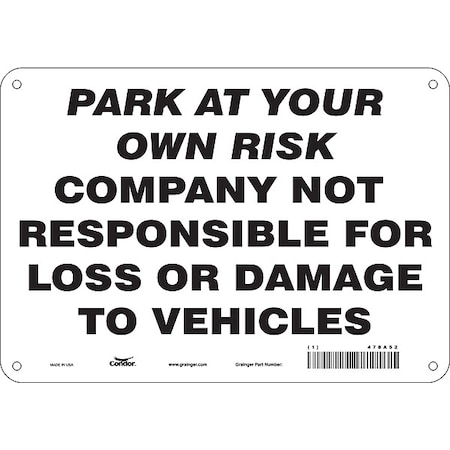 Condor Theft Advisory Parking Sign, 7" x 10, 478A52 478A52