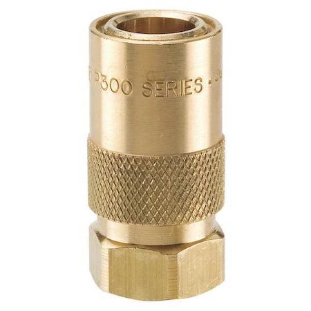 Parker Hydraulic Quick Connect Hose Coupling, Brass Body, Sleeve Lock, 1/4"-18 Thread Size, Moldmate Series P308-01A