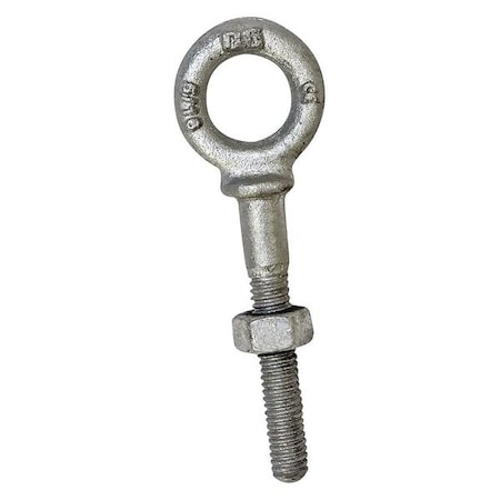 Crosby Eye Bolt With Shoulder, 1-1/2"-18, 2-1/4 in Shank, 5/8 in ID, Steel, Galvanized 1045050