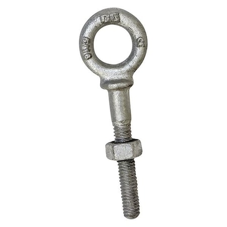 Crosby Eye Bolt With Shoulder, 2"-11, 4 in Shank, 1-1/4 in ID, Steel, Galvanized 1045176