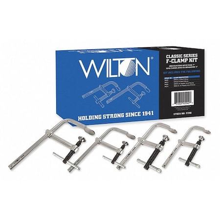 Wilton 4", 8", 8", 12" F-Clamp Kit with Drop Forged Steel Handle 11116