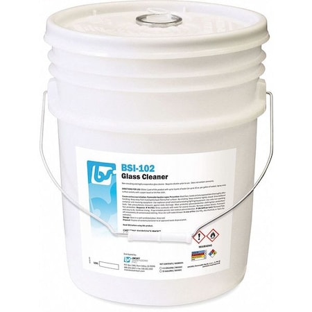 Best Sanitizers Liquid Glass Cleaner, 5 gal., Clear, Blue, Unscented, Pail BSI1022