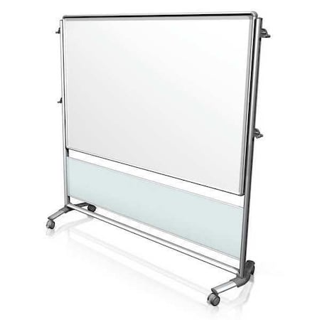 Ghent Dry Erase Board, Porcelain, 76 1/8 in, 76 3/8 in, Aluminum Frame, White NEX206MW-FR
