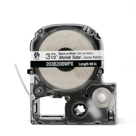 Epson Heat Shrink Tube, Black on White, 0.125inW 203B20BWPX