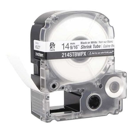 Epson Heat Shrink Tube, Single Wall, 2:1 I.D. Shrink Ratio, 9/16 in I.D. Before Shrinking, White, 96 in 214STBWPX