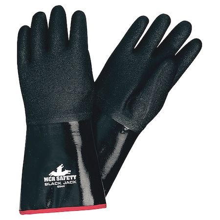 Mcr Safety BlackJack Chemical Resistant Gloves, Neoprene, 14 in L, Not Rated, Black, L, 1 PR 6944