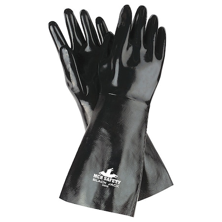 Mcr Safety BlackJack Chemical Resistant Gloves, Neoprene, 18 in L, Not Rated, Black, L, 1 PR 6948