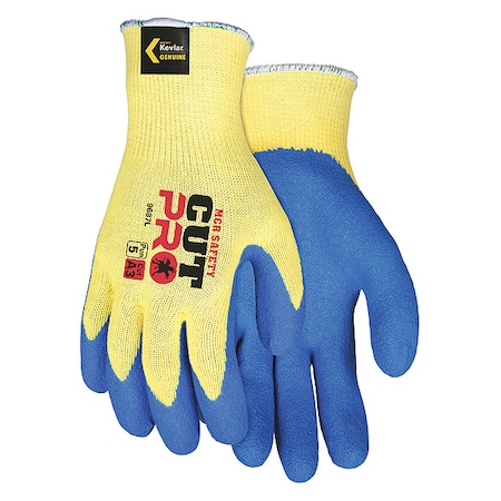 MCR SAFETY Cut Resistant Coated Gloves, A3 Cut Level, Natural Rubber Latex, L, 1 PR 9687L