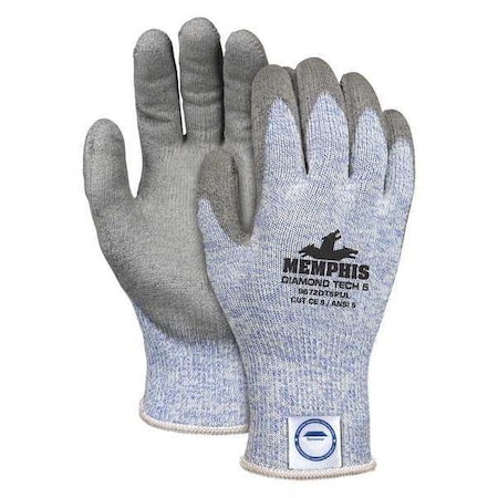 Mcr Safety Cut Resistant Coated Gloves, Cut Level A5 , Dipped , Polyurethane , Smooth , XL 1 PR 9672DT5PUXL