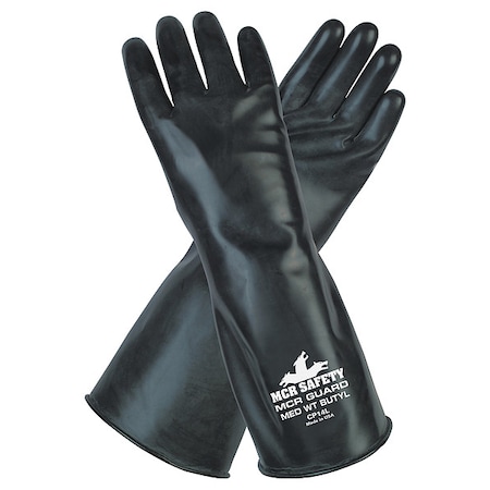 Mcr Safety CP14 Chemical Resistant Gloves, Butyl, 14 in L, 14 mil, Black, XL, 1 PR CP14XL