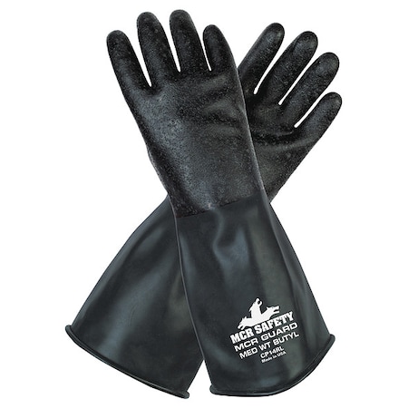 Mcr Safety CP14R Chemical Resistant Gloves, Butyl, 14 in L, 14 mil, Black, L, 1 PR CP14RL