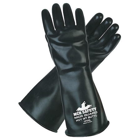 Mcr Safety CP25 Chemical Resistant Gloves, Butyl, 14 in L, 25 mil, Black, XL, 1 PR CP25XL