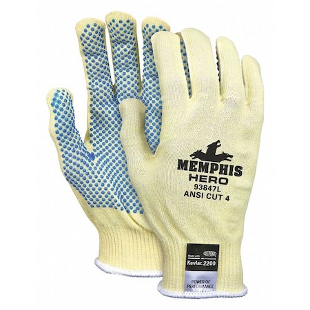 Mcr Safety Cut Resistant Coated Gloves, Cut Level A6 , Dotted , PVC , Dotted , S 1 PR 93847S