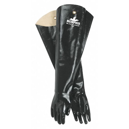 Mcr Safety BlackJack Chemical Resistant Gloves, Neoprene, 31 in L, Not Rated, Black, L, 1 PR 6950